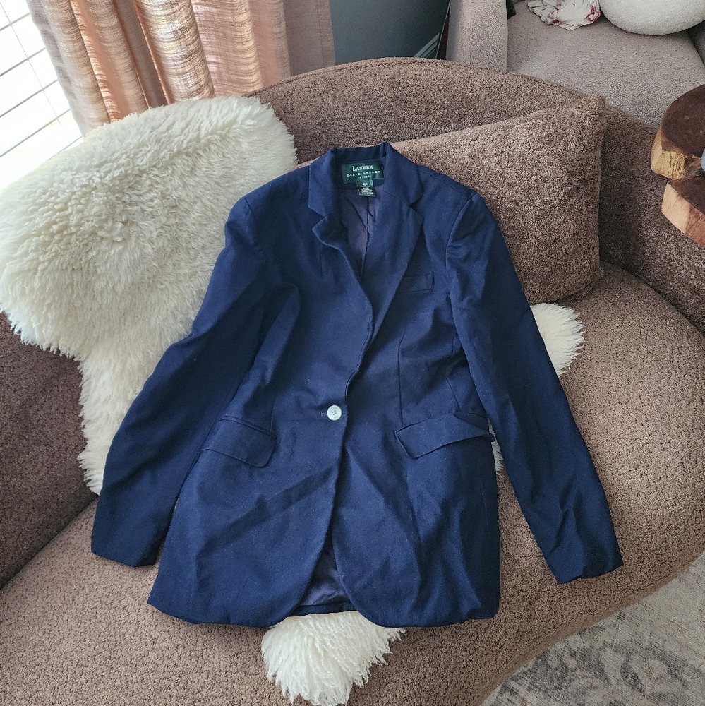 Lauren Ralph Lauren Silk Blend Navy Blazer